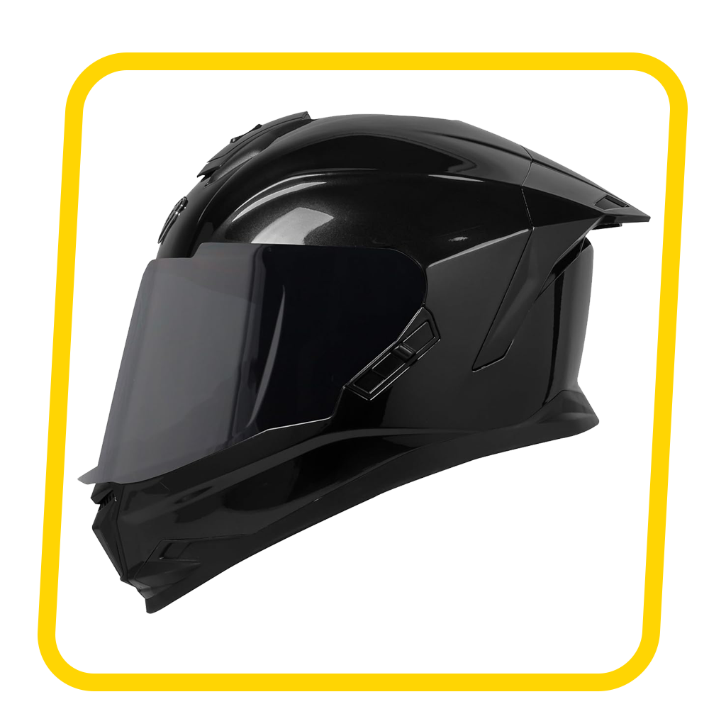 Steelbird SBH-57 Fighter Glossy Black ISI and DOT Certified with Inner Chrome Sun Shield