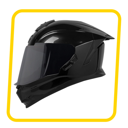 Steelbird SBH-57 Fighter Glossy Black ISI and DOT Certified with Inner Chrome Sun Shield